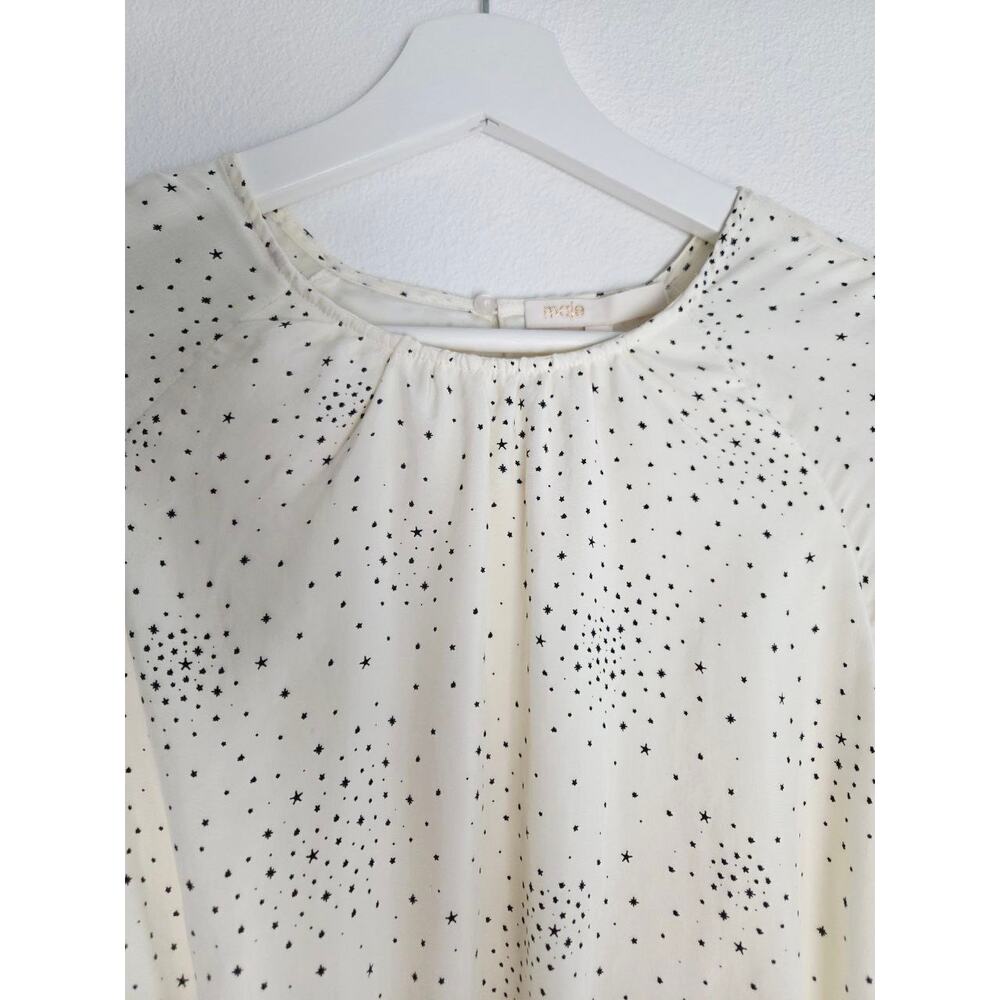 Maje Reto Dress 4 Small FR 36 Ecru Ivory Star Print Asymmetrical Midi NWT - Picture 4 of 16